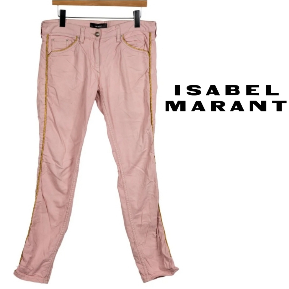 Isabel Marant Pink JEANS Pants with Gold Accents.  STEAL OF A PRICE!!